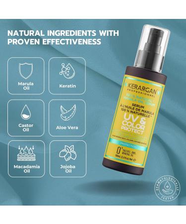 KERARGAN UV & Color Protective Serum with Marula Oil - Anti-Frizz & Moisturizing for Dry Colored Hair - Sulfate-Free & GMO-Free - 3.38 Fl oz - Buy Online on SooperMarket.com