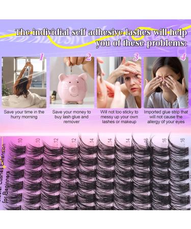 Buy Wiwoseo Self Adhesive Eyelashes | Pre-Glued Cluster Extensions | Waterproof D Curl Lash Clusters - No Glue Needed - Buy Online on SooperMarket.com