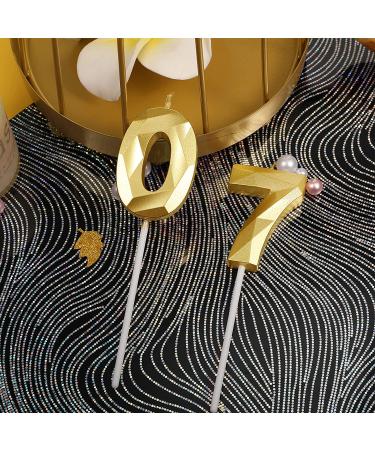 70th Birthday 3D Diamond Shape Number 70 Candles - Gold Happy Birthday Cake Topper for Wedding Decoration & Theme Parties - Buy Online on SooperMarket.com