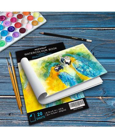 MUJINHUA Watercolor Paper 140lb 6.1X8.7 - 20 Sheets, Cold-Pressed, Acid-Free | Ideal for Watercolor Painting, Wet Media, Sketchbook | Textured Paper for Kids & Beginners - Buy Online on SooperMarket.com