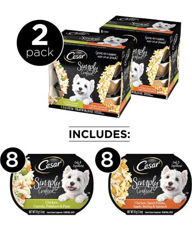 Cesar Simply Crafted Chicken & Sweet Potato Wet Dog Food Variety Pack - 1.3oz (Pack of 16) - Buy Online on SooperMarket.com