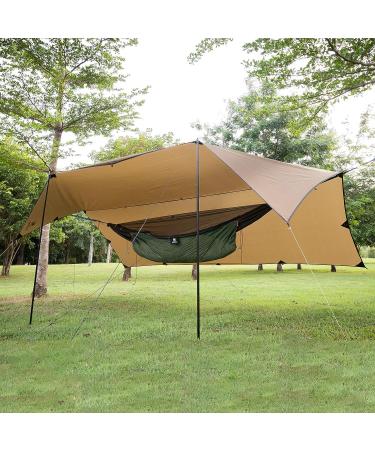 OneTigris Bulwark Camping Tarp | 100% Waterproof Bushcraft Shelter | Lightweight Hammock Rain Fly | Large 12.8ft x 9.5ft | Coyote Brown - Buy Online on SooperMarket.com
