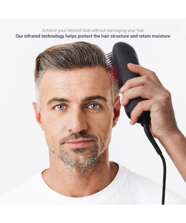 MONAT Hair Brush Dryer | 2-in-1 Electric Straightening Brush & Beard Dryer | Infrared Technology | Adjustable Speed & Temperature Levels - Buy Online on SooperMarket.com