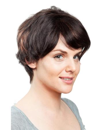 Short Human Hair Wig with Side Parting | Dark Brown with Red Highlights - DW411HH-2H130 | Shop Now! - Buy Online on SooperMarket.com