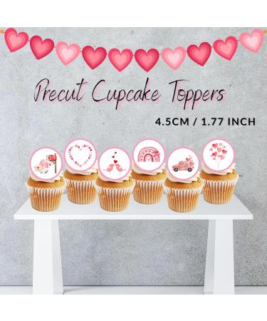 PRECUT Pink Valentines Day Cupcake Toppers Love You Edible Cake Topper Edible Valentine Cake Decorations Proposal Decorations Engagement Cake Decoration Cute Anniversary Cake Toppers (24) - Buy Online on SooperMarket.com