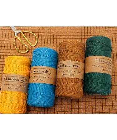 2mm x 219yd Macrame Cord - Natural White Cotton Twine String for DIY Knitting & Plant Hangers - Rustic Craft String for Christmas Wedding Decor - Buy Online on SooperMarket.com