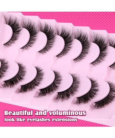 Buy 7 Pairs Cat Eye False Eyelashes - Natural Look Mink Fluffy 15mm 6D Volume Wispy Strip Lashes by PHKERATA - International Shipping Available - Buy Online on SooperMarket.com