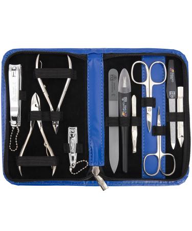 Three swords - germany 10 pcs.Manicureset 'Spezia' |Manicure nail set in the artificial leather case blue |Contents: nail scissors skin scissors nail pliers tweezers glass nail files and much more