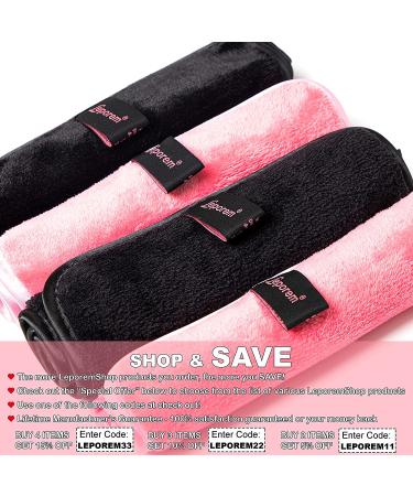 4 Pack XL Makeup Remover Cloths - Fast Drying & Reusable - Exfoliating Cleansing Cloths for All Skin Types - Pink & Black - Buy Online on SooperMarket.com