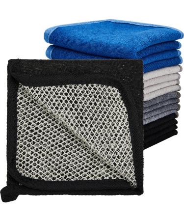 Juexica 8 Pcs Exfoliating Washcloths Man Wash Face Cloths Rustic Dual Sided Bath Washcloth 9.8 x Inch Facial Cleansing Body Scrubber Men Shower Towel for and Face  4 Colors