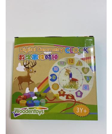Wooden Learning Clock Toy for Kids - Educational Clock with Rope Numbers & Shapes | Perfect for Children Ages 3+ - Buy Online on SooperMarket.com