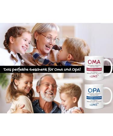 Unique Grandma & Grandpa Gift Set with Spoons | Ceramic Cups & Spoons | Perfect Christmas Gifts | 330ml Red & Blue Set - Buy Online on SooperMarket.com