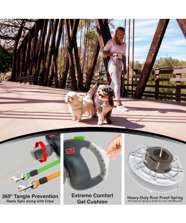 WIGZI Dual Doggie 3.0 Gel Retractable Leash - Grey | Best International Shipping for Dogs - Buy Online on SooperMarket.com