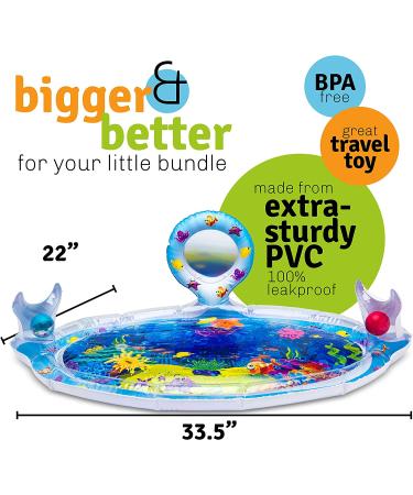 Splashin'kids Inflatable Tummy Time Water Mat with Mirror & Rattles for Infants & Toddlers - Fun Activity Center for Baby Stimulation & Growth - Buy Online on SooperMarket.com