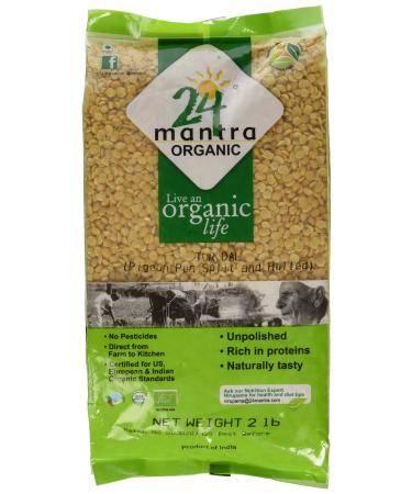 24 mantra Organic Split Pigeon Pea (Toor Dal) 2 lbs 2 Pound (Pack of 1)