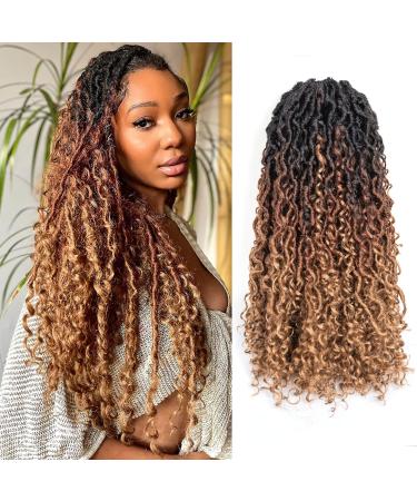 Toyotress Boho Bohemian Faux Locs Crochet Hair Extensions 18 Inches Curly Ends Black (OT30/27)