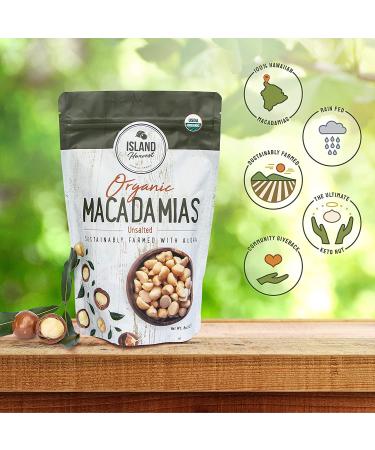 Island Harvest Organic Macadamia Nuts - 100% Hawaiian Keto Friendly, Non-GMO, Unsalted, Dry Roasted Nuts - High Fiber Snack (8 oz) - Buy Online on SooperMarket.com
