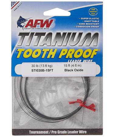American Fishing Wire Titanium Tooth Proof Single Strand Leader Wire Black 15 Feet, 40 Pound Test