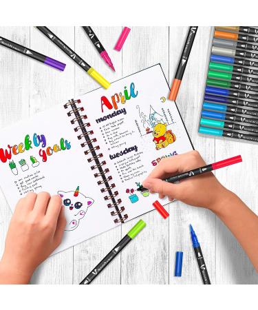 36 Dual Brush Coloring Markers Set for Adults Kids - Fine Tip Art Colored Pens for Coloring Books, Bullet Journaling, Drawing - Double Sided Color Marker Pen for School, Office, Sketching - Buy Online on SooperMarket.com