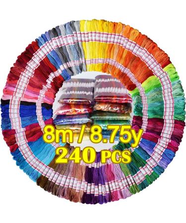 Embroidery Floss 240 skeins 100% Egyptian long-staple cotton Cross Stitch Threads -Friendship Bracelets String -Mercerized Crafts Floss total 1920M 8M/pc 24pcs/bag 10package