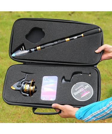 Soougayilang 2.4m Telescopic Fishing Rod & Spinning Roller Combo Carbon Fiber for Salt & Fresh Water Durable & Portable with Carrying Bag - Buy Online on SooperMarket.com