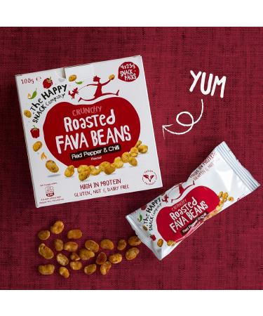 Healthy Vegan Roasted Fava Beans - Red Pepper & Chilli Snacks | Gluten-Free Protein-Rich 20 Pack (25g each) - The Happy Snack Company - Buy Online on SooperMarket.com
