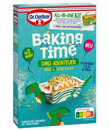 Dr. Oetker Baking Time Dino Adventure: All-in-One Kit for 6 small cakes in dino look