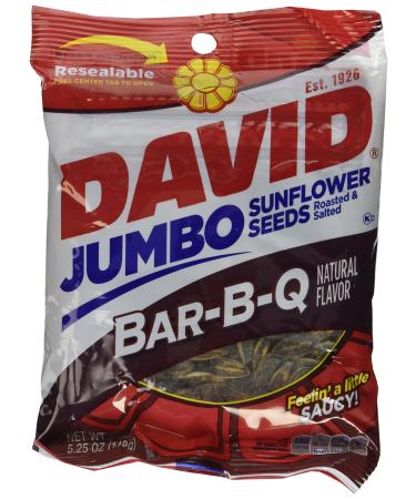 David BBQ Sunflower Seeds, 5.25 oz, (2 packs) Roasted and Salted 5.25 Ounce (Pack of 2)