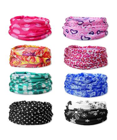 Gotrust 8 pieces printed bandanas multifunction cloth choice headscarf headband multifunctional scarf uv residence for yoga hiking riding motorcycle driving