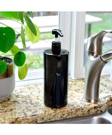 Youngever 4-Set 1L Pump Dispenser Bottles for Shampoo & Lotion | Reusable Plastic Soap Dispenser - Black - Buy Online on SooperMarket.com