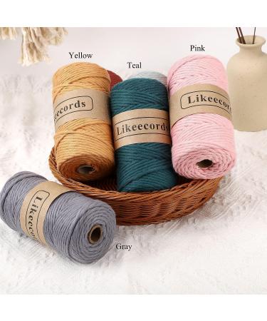 4mm Single Strand Yellow Macrame Cord - 80m Colored Cotton Rope for Wall Hangings, Plant Hangers & Crafts - Buy Online on SooperMarket.com