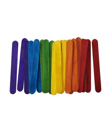 Colored Popsicle Sticks for Crafts - 100 Count 6 Inch Jumbo Multi-Purpose Wooden Sticks