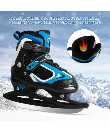 MammyGol Adjustable Ice Skating Shoes for Kids - Gray Blue Hockey Lace-Up Skate (Size L/XL) - Beginner Ice Skates for Boys and Girls - Buy Online on SooperMarket.com