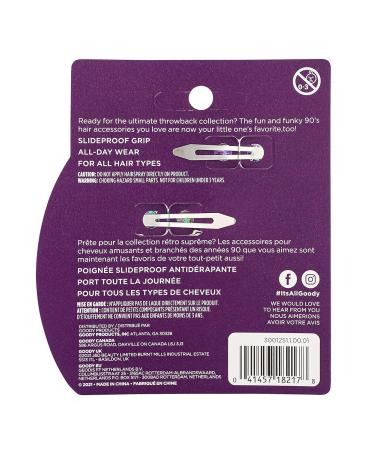 Goody Kids Slideproof Hair Snap Clips - Nostalgia Glitter (2 Count) | Hinge Clips for All Hair Types - Pain-Free Accessories for Women and Girls - Buy Online on SooperMarket.com