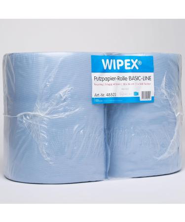 Wipex 48523 Blue Cleaning Paper - 3-Ply Low-Lint 38x36 cm - 2 Rolls for Superior Cleaning | International Shipping Available - Buy Online on SooperMarket.com