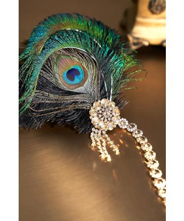 BABEYOND 1920s Feather Headband Peacock Feather Headpiece Vintage 1920s Flapper Headband Feather Crystal Headband Great Gatsby Costume Accessories Roaring 20's Accessories (Black) - Buy Online on SooperMarket.com
