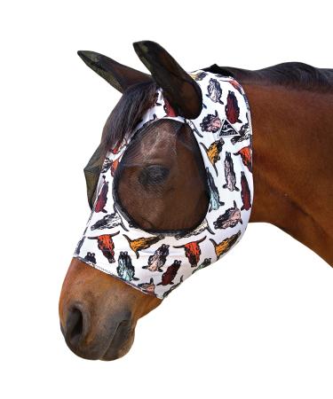 Professional's Choice Comfort-Fit fly mask for horses steerhead patterns maximum protection and comfort for your horse Horse (large) steering head