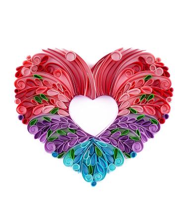 Uniquilling Paper Filigree Painting Quilling Kits Panit by Numbers for Adults - Heart Wind Chime Handmade DIY Craft Wall Decoration Best Gifts(Painting kit+Tools kit)