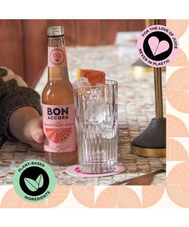 Pink Grapefruit Soda 275ml Pack of 12 From Bon Accord Plant Based Pink Grapefruit Fizzy Soft Drink with Natural Flavours and No Artificial Sweeteners - Buy Online on SooperMarket.com