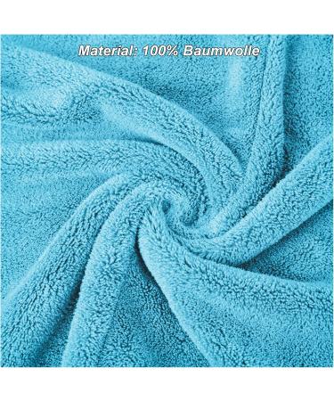 Emmy Home Hair Turban Set - 100% Cotton Quick-Drying Towel for Long Hair - 2 Piece Blue Turban with Button - Buy Online on SooperMarket.com