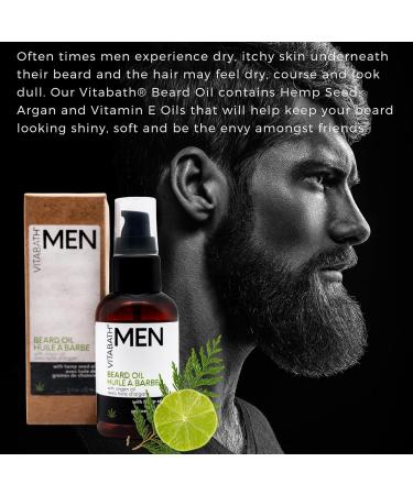 Vitabath Men's Beard Oil - Soothing Hemp & Jojoba Moisturizer for Healthy Hydrated Facial Hair - Lime & Cedarleaf - 2 fl oz - Buy Online on SooperMarket.com