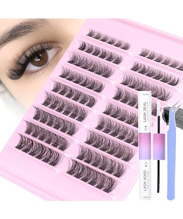 PHKERATA Wispy Cluster Lashes Kit - 108Pcs C Curl Natural Eyelash Clusters with Bond, Seal, and Tweezers | Individual Eyelashes Extension Set (0.07D 8-16MM) - Natural Look - Buy Online on SooperMarket.com