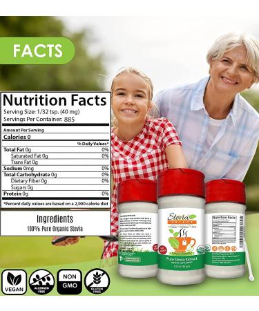 Stevia Select Organic Stevia Powder - USDA Certified | Non GMO Pure Extract from Sweet Leaf | Zero Calorie Sweetener | 1.25oz (Pack of 1) - Buy Online on SooperMarket.com