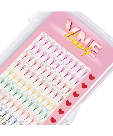 VNE Mixed colorful lash extensions | premade volume lash extensions | premade mega volume fans | colored lash extension | Pink Red Yellow Green Orange Purple Blue Brown Mix color- 6D- C curl 15 mm