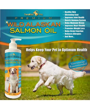 TerraMax Pro Premium Wild Alaskan Salmon Oil for Dogs and Cats - Omega-3 Supplement with EPA, DHA Fatty Acids, Astaxanthin & Vitamin D - 32 Fl. Oz - Buy Online on SooperMarket.com