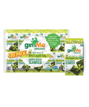 gimMe Organic Roasted Seaweed Sheets Sea Salt Avocado Oil Keto Snack for Kids Adults - Pack Of 20