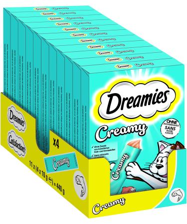 Dreamies Katzeneckerlis Creamy Snacks with salmon - delicious creamy taste - 44 portion bag (11 x 4 x 10g) salmon 40 g (11 Pack)