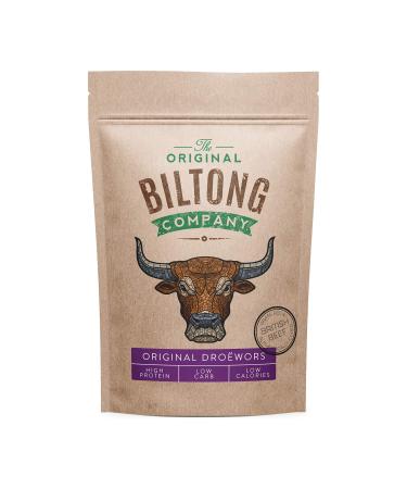 THE ORIGINAL BILTONG COMPANY - Original Dro wors. Traditional South African Meat Snack. High in Protein. Made from British & Irish Beef (Original 250g) Original 250 g (Pack of 1)