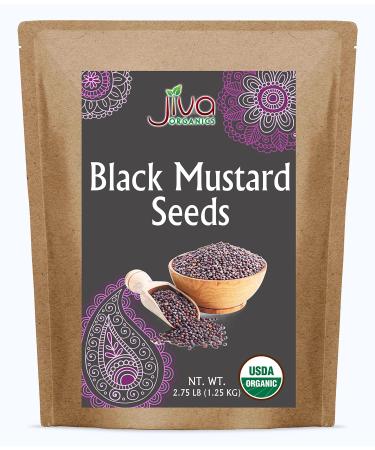 Jiva Organic Black Mustard Seeds Whole 2.75 Pound Bulk Bag - Non-GMO Keto Friendly, Non-Irradiated