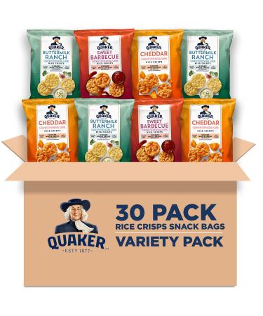 Quaker Rice Crisps Gluten Free 3 Flavor Single Serve 0.67 Savory Variety Pack 20.1 Oz Pack of 30 Crisps Savory Variety Pack